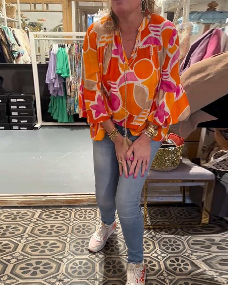 Vibrant Blouse with Drop Shoulder Design