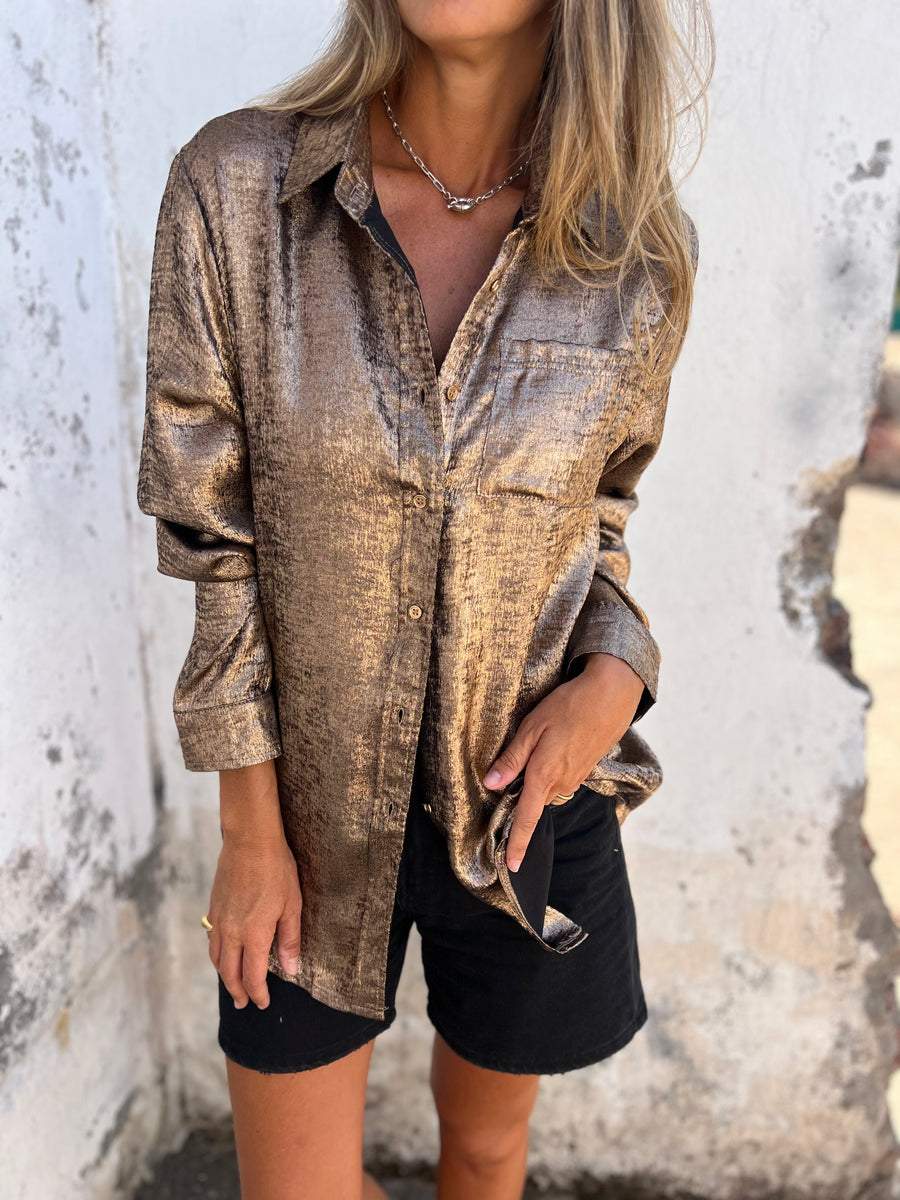 Trendy Suede Casual Lapel Shirt