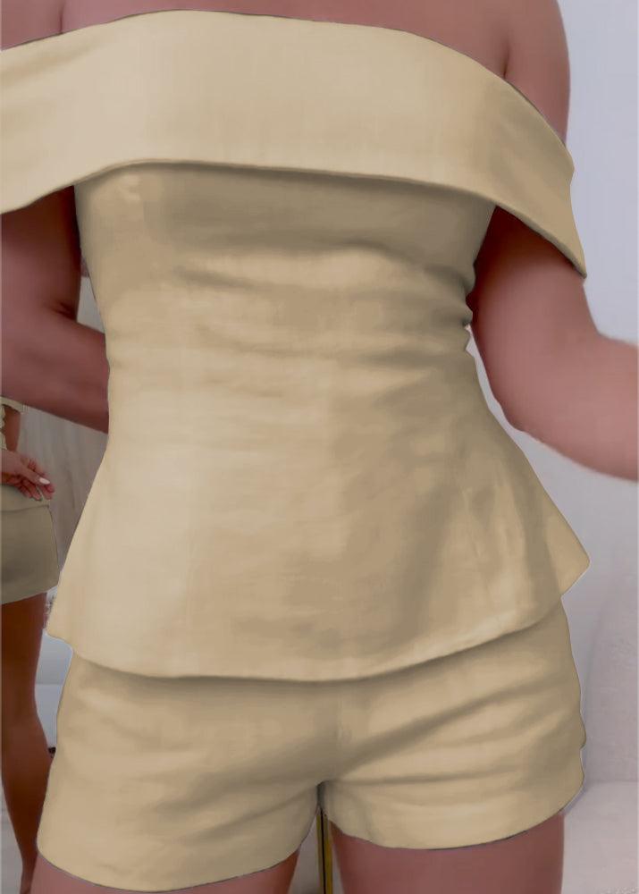 White Cotton-Linen Two-Piece Ensemble