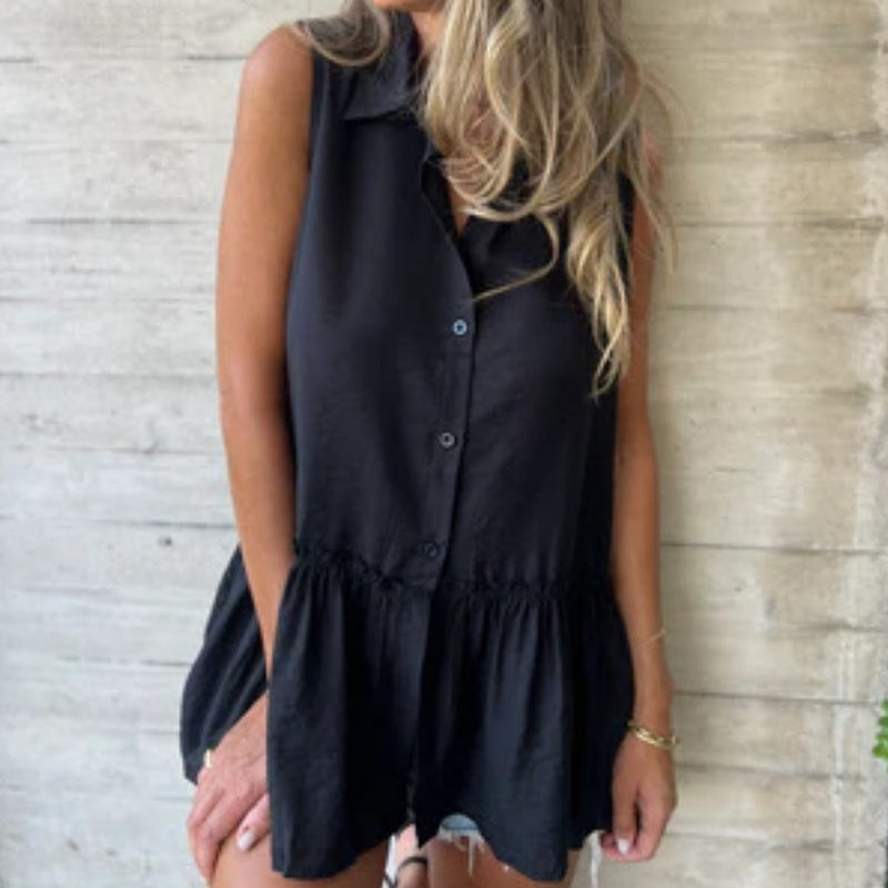 Aquira - Ruffle Buttoned Top